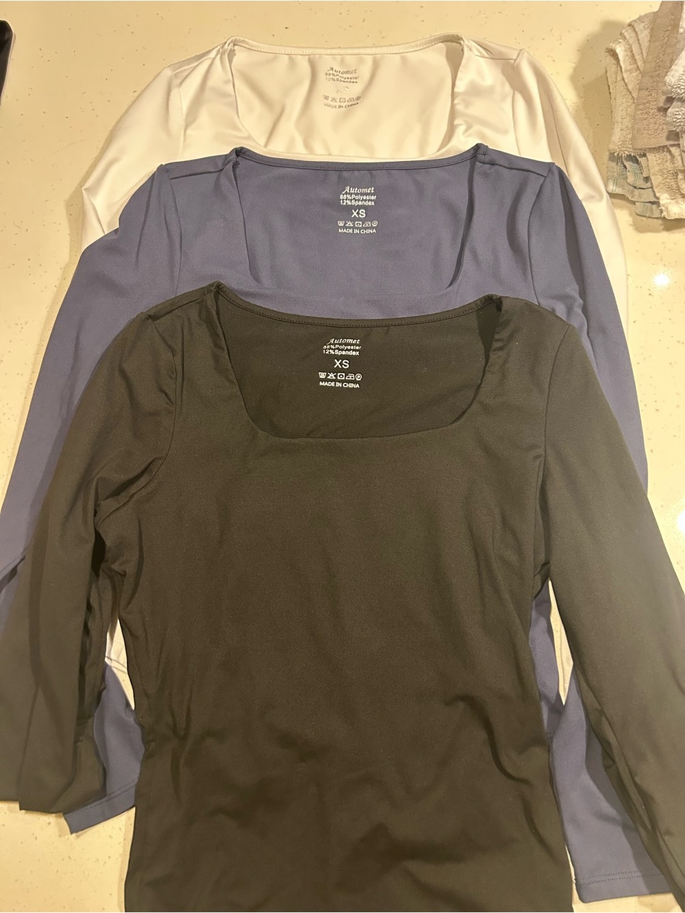 Women’s Scoop Neck Long Sleeve Top — Black, Blue, White